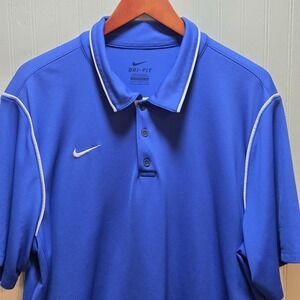 Nike Polo Shirt Mens XL Blue Short Sleeve Dri-FIT Golf Performance Collared